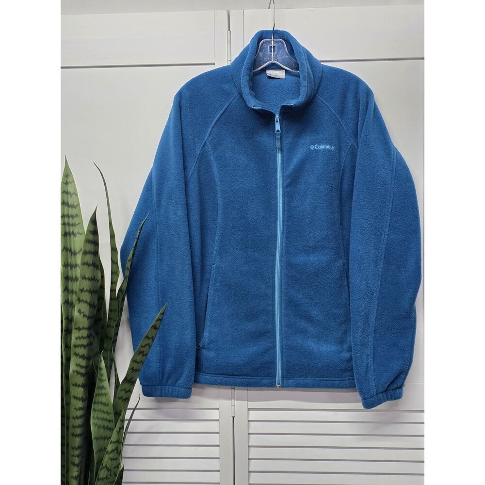 Columbia Women’s Size XL Blue Turquoise Zip Fleece Athletic Hiking Jacket Zip Fr